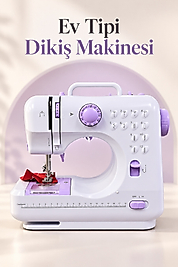 Ayak Pedallı Dikiş Makinesi Beyaz Lila Mini Tasarım