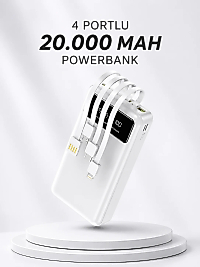 Powerbank Şarj Cihazı 4 Çıkışlı 20.000 MAH Powerbank Kompakt Yüksek Kapasiteli Hızlı Şarj