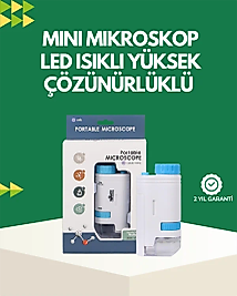 LED Aydınlatmalı 80–200 Kat Büyütmeli Cep Mikroskop