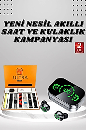 7 Kordonlu Akıllı Saat Ve Aynalı Bluetooth Kulaklık Powerbank Dijital Göstergeli