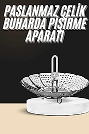 Buharda Pişirme Haşlama Aparatı Açılır Kapanır Paslanmaz Çelik Sebze Haşlama