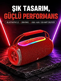 RGB LED Işıklı 20W Taşınabilir Bluetooth Hoparlör IPX6 Suya Dayanıklı