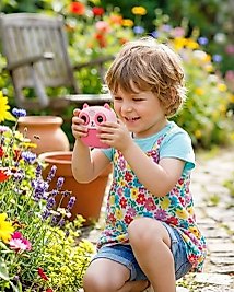 Çocuklar İçin Baskılı Mini Kamera 6 Kalem 5 Kağıt Rulosu Hediyeli Eğlenceli Fotoğraf Makinesi