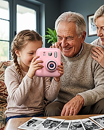 Çocuk Fotoğraf Makinesi HD Ekranlı Baskı Kağıdı Kalem Hediye