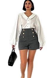 Düğme Detaylı Şık Midi Şort