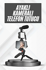 Işıklı Telefon Tutucu Mikrofonlu Video Çekim Seti UUCZZZAY49KAMERATELEFONTUTUCU3
