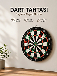 Evde, Ofiste ve Oyun Alanlarında Kullanıma Uygun Sağlam Ahşap Gövdeli Dart Tahtası