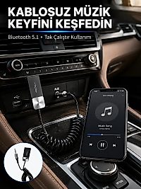 USB AUX Bluetooth Adaptörü Kablosuz Ses Aktarım Cihazı