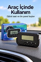 Kronometreli Oto Saat Alarm ve Dijital Ekranlı
