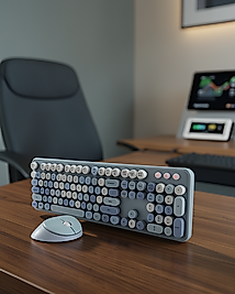 Kablosuz Retro Klavye ve Fare Seti 104 Tuşlu UCZZZQW02KLAVYEMOUSE-1