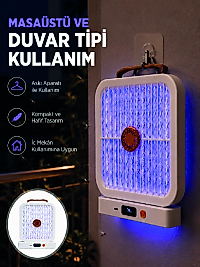Şarjlı UV Işıklı Sinek Öldürücü Cihaz Beyaz Elektrikli Sivrisinek Yok Edici