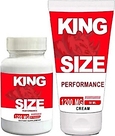 KİNG SİZE 1200 MG ERKEKLERE ÖZEL DENEYİM VEREN 30 LU VE 50 ML KREM BİR ARADA