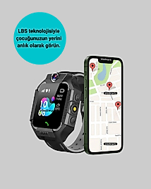 S10 Akıllı Çocuk Saati Siyah Model Çift Yönlü Konuşma ve SOS