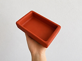Dikdörtgen Model Beton Kedi Köpek Mama ve Su Kabı 18 x 10,5 x 4,5 cm - Kiremit