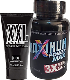 HOTXXL 50 ML ERKEĞE HACİMDESTEK KREMİ + 1 ADET 3X BLACK BOX MAXİMUM 30 LU SET