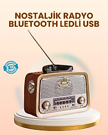 Eskitme Tasarımlı Ahşap Bluetooth Radyo LED Aydınlatmalı