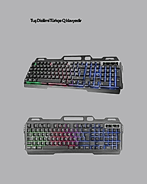 Işıklı Klavye ve Mouse Seti + Bluetooth 5.2 Kulaklık XUCZZZKULAKLIKKLAVYESET-1