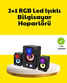 2.1 USB Bağlantılı Oyun Hoparlörü Renkli LED Işıklı