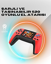 P5 Mini Retro Oyun Konsolu – Tak-Çalıştır, 520 Hazır Oyun, Portatif Kullanım