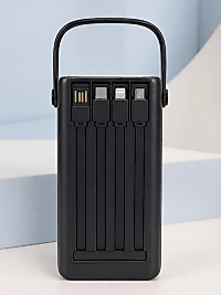 LED Aydınlatmalı Powerbank 50.000 mAh 22,5 W Hızlı Şarj 4 Dahili Kablolu Dijital Pil Göstergeli Batarya