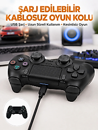 PS4 Uyumlu Kablosuz Oyun Kolu – Titreşimli, Şarjlı ve Ergonomik Yeni Nesil