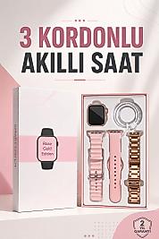 Akıllı Saat Amoled Ekran 3 Kordonlu Aksesuar Hediyeli Sesli Görüşme