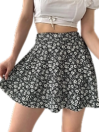 Desenli Krinkıl  Etek -GRİ