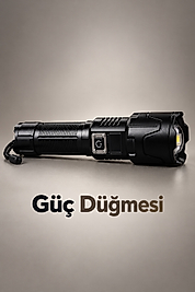 Dijital Göstergeli LED El Feneri Type C Şarjlı Teleskopik Zoom Özellikli