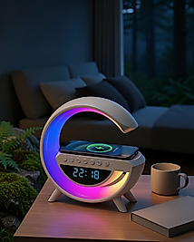 Kablosuz Şarjlı LED Işıklı Masa Saati Bluetooth Hoparlör UCZZZGOOGLEDİGİTAL-1
