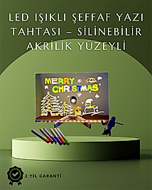 Şık ve Modern LED Pano – Neon Işıklı Silinebilir Akrilik Yazı Tahtası, 7 Renkli Kalem Dahil