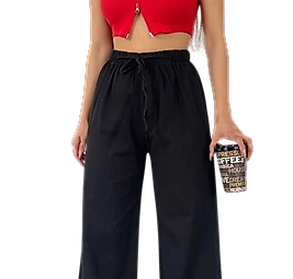 Palazzo Pantolon Paçası Püsküllü -Siyah