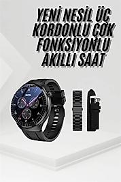 Amoled Ekran Metal Deri Silikon Kordonlu Uyku ve Sağlık Takibi