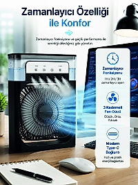 Su Hazneli Püskürtmeli Fan 1-3-5 Püskürtme Seçeneği, Type-C Güç Girişi