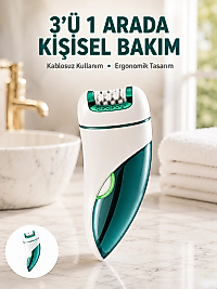 Çok Fonksiyonlu Epilatör 600mAh 90 Dakika Kullanım LED Metal Başlık Su Geçirmez Yeni Nesil