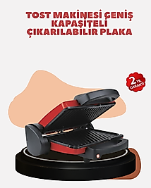 Kompakt Izgara ve Tost Makinesi – Çıkarılabilir Plaka, Döküm Gövde