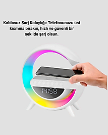 Renkli Işıklı 15W Kablosuz Şarjlı Masa Lambası