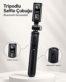 Fotoğraf ve Video Çekimleri İçin Kablosuz Kumandalı Telefon Selfie Çubuğu