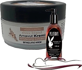PLAYBOY THREE BRAND WHİTENİNG CREAM 4 ADET ARNAVUT KREMİ 50 ML  KREMİ İLE 120ML MASAJ YAĞI