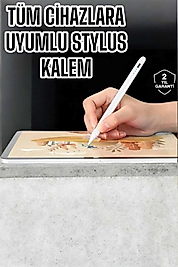 Dokunmatik Kalem Beyaz Şarjlı Yedek Uçlu UUCZUNIVERSALKALEM3-1