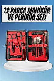 Deri Çantalı Siyah Paslanmaz Çelik 17 Parça Manikür Pedikür Seti