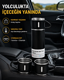 500 ml Paslanmaz Çelik Termos Seti – Sızdırmaz, Vakumlu, Isı Koruma Özellikli, Taşınabilir Termos