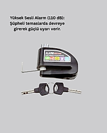 Motosiklet Scooter Bisiklet Tekerlek Disk Kilidi Alarmlı Güvenlik