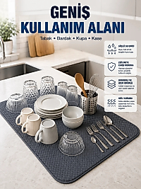 Mikrofiber Bulaşık Kurutma Matı Yüksek Su Emici Mutfak Kurutma Örtüsü