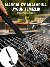 Uzun Saplı Izgara Temizleme Fırçası Çelik Telli Yeni Nesil