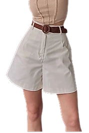 Rahat Kesim Kemerli Mom ŞorT -KREM