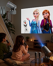 Akıllı Projeksiyon Cihazı Karaoke Mikrofonlu WiFi Bluetooth Destekli