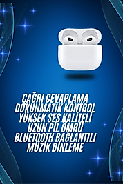 3.Nesil İOS Android Uyumlu Bluetooth 5.0 Beyaz Çağrı Cevaplama