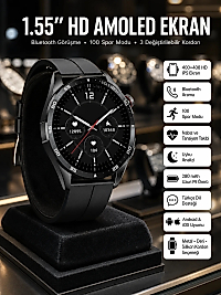 Amoled Ekran 3 Kordonlu Akıllı Saat 5.0 Bluetooth Bağlantılı Android ve İOS Uyumlu