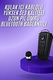 Makaralı Bluetooth Kulakiçi Yaka Kulaklığı Kablosuz Kulaklık