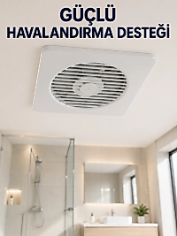 Dekoratif Banyo ve Mutfak Aspiratörü 150 mm 20,8 x 20,8 cm 20 W Havalandırma Fanı